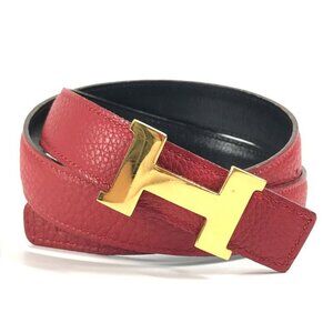 Hermes Belt H Belt Constance Leather Red And Black